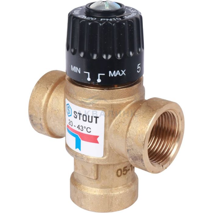 Клапан STOUT термостатический смесительный 20-43°С KV 1,6