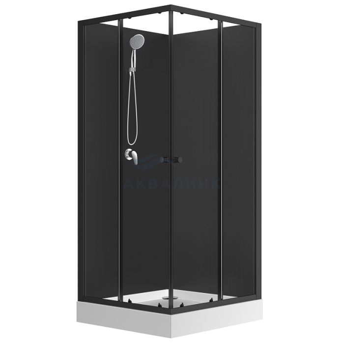 Кабина душевая Loranto Neo CS-21801BP 90х90 без крыши, низкий поддон, черные стенки