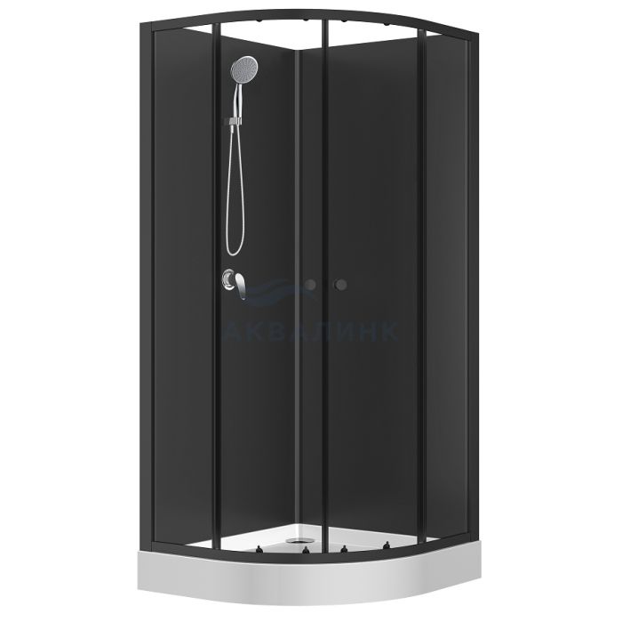 Кабина душевая Loranto Neo CS-21800BP 90х90 без крыши, низкий поддон, черные стенки