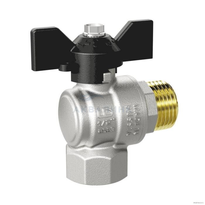 Кран шаровой LD Pride угловой, в/н бабочка 1/2" (47.15.В-Н.У.Б)