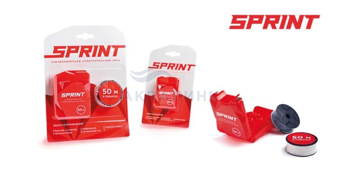 Нить уплотнительная SPRINT 50м бокс + 50м катушка, блистер