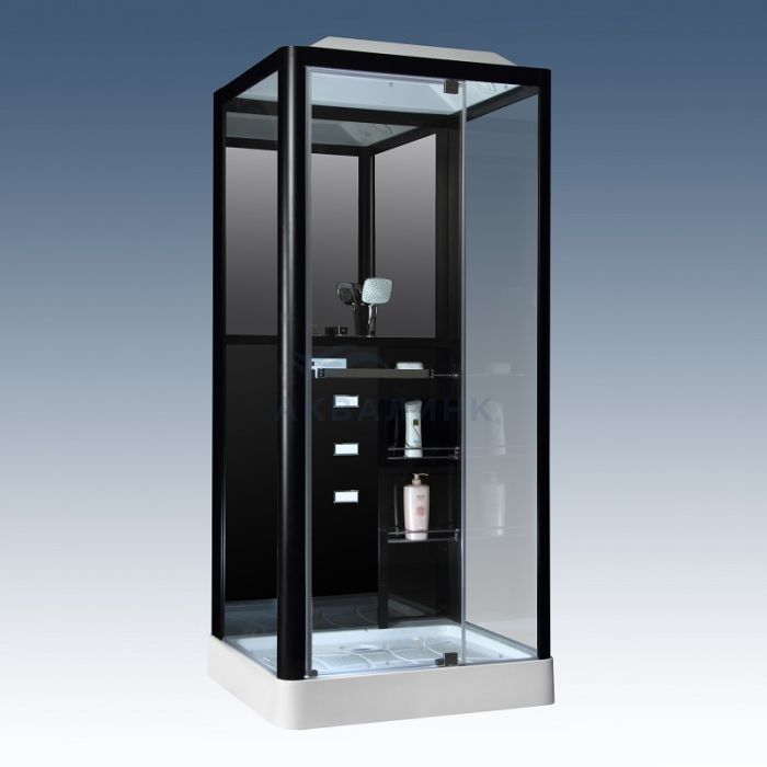 Кабина душевая Loranto Selak CS-126-3A L/R 100х90 низкий поддон, черные стенки