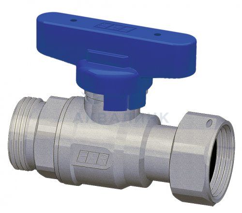 Кран шаровой Far 3/4' НР-накидная гайка хром бабочка синяя FS303434BC