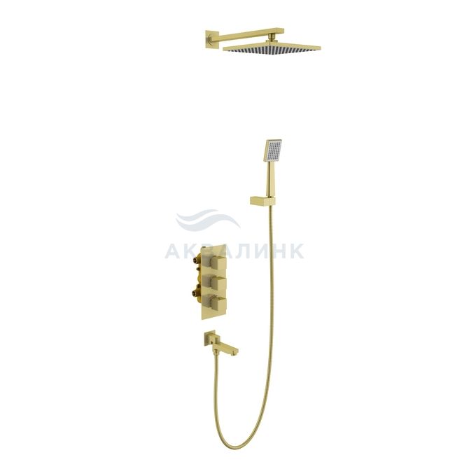 Система душевая Timo Tetra-Thermo SX-0199/17SM скрытого монтажа с термостатом, золото матовое
