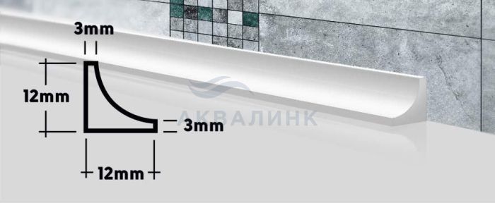 Бордюр для ванны ГЛ12 750х12х12 левый