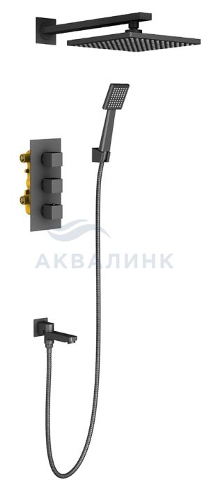 Система душевая Timo Tetra-Thermo SX-0199/03SM черная с термостатом