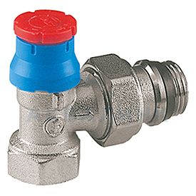 Клапан термостатический Giacomini, R401TG, угловой, 1/2", ВН, латунь,хромированный, отвод с герметичной прокладкой