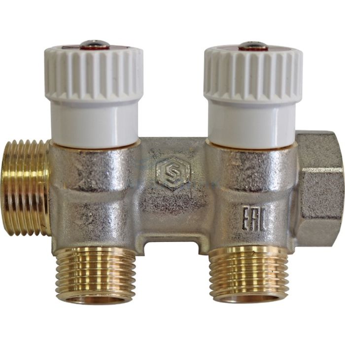Коллектор Stout распределительный 1", 2 отвода 1/2" плоское уплотнение SMB 6852 011202 