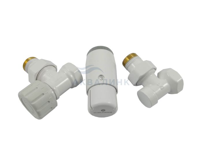 Комплект угловой Schlosser белый DN15 GZ1/2 x GW1/2 с головкой Мини M30x1,5 602200056   